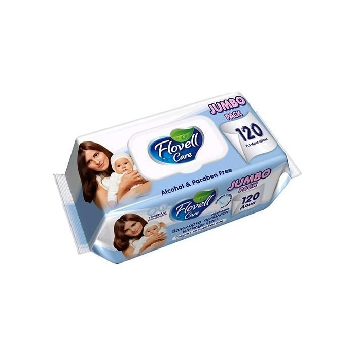 Салфетки влажные Flovell Care Jambo Pack детские синие 120 шт.